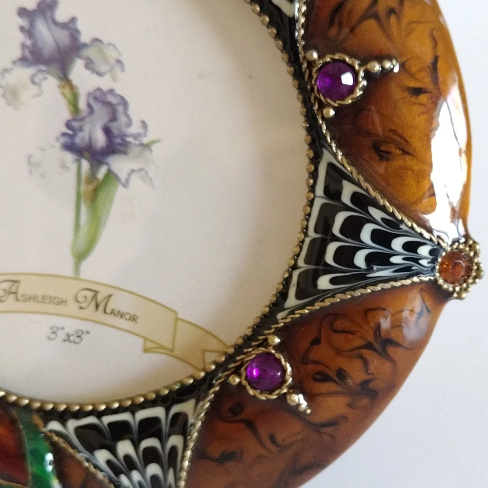 Ashleigh Manor Enameled Embellished Peacock Frame 3x3